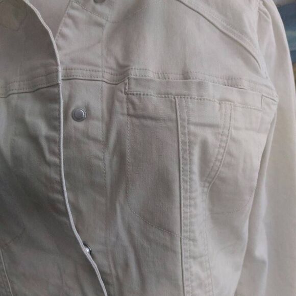 Democracy Puff Shoulder Twill Jacket with Peplum Hem size Large NWOT - Picture 6 of 12